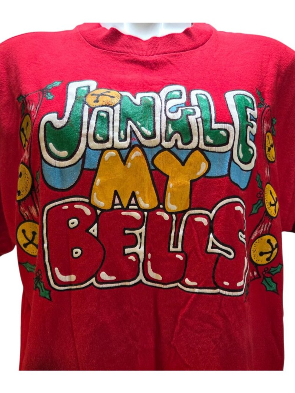 Vintage 1990s Jingle My Bells Funny Christmas Parody T-Shirt Size L USA Made